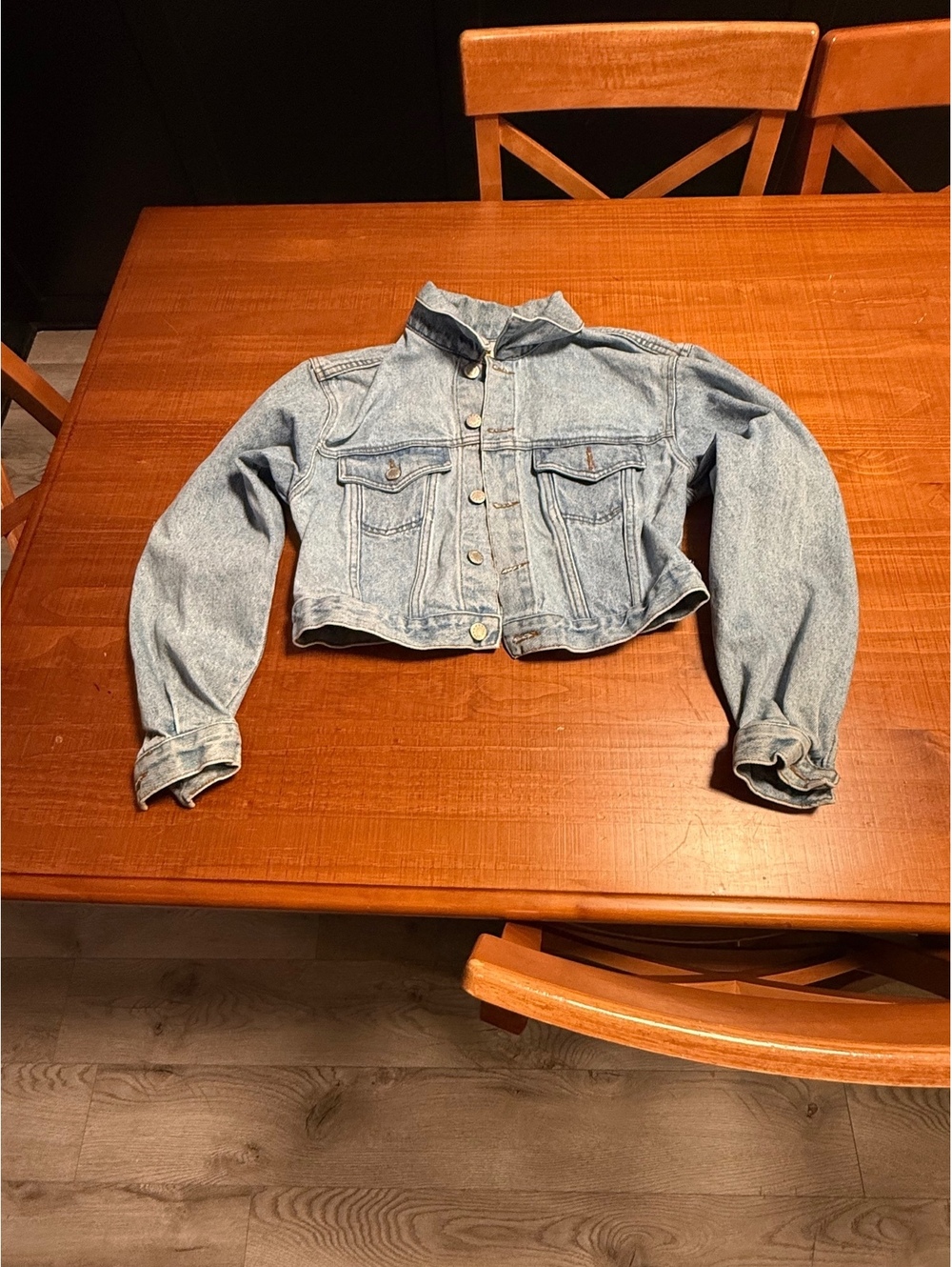 Vintage Photo Products Denim Jacket Cropped Western Trucker Light Wash
